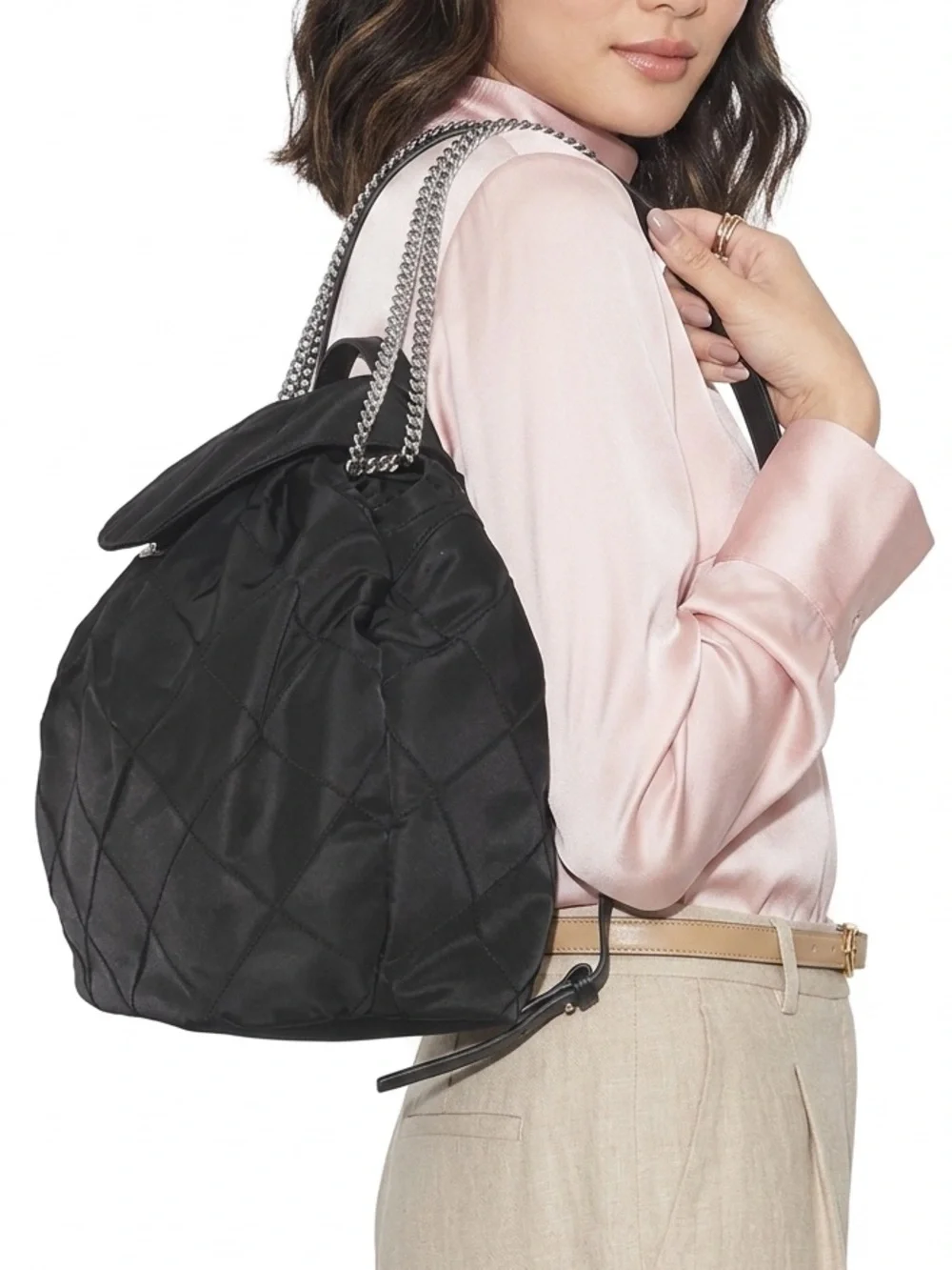 New with Nordstrom Tag🎒Tory Burch Black Fleming Diamond Quilting Nylon Backpack